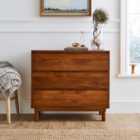 Brannock 3 Drawer, Chest Mid Stained Mango Wood
