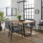 Rayner Rectangular Dining Table with Bude Grey Faux Leather Carver Chairs