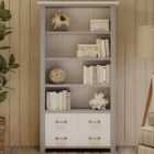 Baumhaus Greystone 3 Drawer 4 Shelf White Open Bookcase