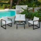 Home Detail Marbella 4 Seater Black Lounge Set with Ivory Cushions
