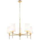 Merano Florence Multi Arm White and Satin Brass 5 Light Pendant Ceiling Lamp