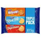 McVitie's Triple Pack Biscuits Hobnobs, Rich Tea, Digestives 815g