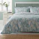 Waves Teal Reversible Duvet Cover and Pillowcase Set