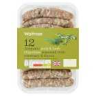 Waitrose 12 British Pork & Herb Chipolatas, 375g