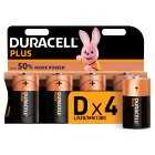 Duracell Plus D Batteries Alkaline, 4s