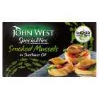 John West Smoked Mussels in Sunflower Oil, drained 60g