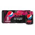 Pepsi Max Cherry No Sugar Cola Cans, 8x330ml