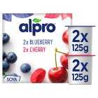 Alpro Soya Blueberry & Cherry Dairy Free Yogurt Alternative, 4x125g