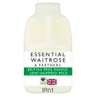 Essential British Free Range Semi Skimmed Milk 1 pint, 568ml