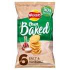 Walkers Baked Salt & Vinegar Crisps Multipack Snacks, 6x22g