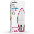 Wilko 1 pack Bayonet B22/BC LED 6W 470 Lumens Dimm able Daylight Candle Light Bulb