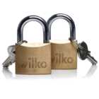 Wilko Brass Double Locking Padlock 40mm 2 pack