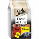 Sheba Fresh and Fine Beef and Chicken in Gravy Cat Food Pouches 6 x 50g