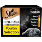 Sheba Fine Flakes Poultry in Jelly Cat Food Pouches 12 x 85g