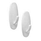 Wilko White Removable Adhesive Oval Hook 2 Pack