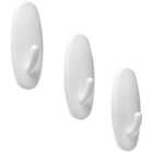 Wilko White Oval Permanent Adhesive Hook 3 Pack