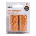 Wilko Extra Long Life D 2 Pack 1.5V Alkaline Batteries