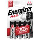 Energizer Max AA 4 Pack Alkaline Batteries