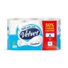 Velvet Comfort White Toilet Rolls 6 per pack