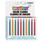  Colour Flame Birthday Candles With Holders 10 per pack