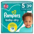 Pampers Baby-Dry Size 5, 39 Nappies, 11kg-16kg, Essential Pack 39 per pack
