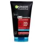 Garnier Pure Active 3in1 Charcoal Blackhead Face Mask Scrub & Wash 150ml
