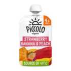 Piccolo Strawberry, Banana & Peach Organic Pouch, 4 mths+ 100g