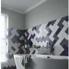 Wickes Cosmopolitan Flat Metro Dark Blue Ceramic Wall Tile - 200 x 100mm