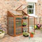 Rowlinson Small Brown Wooden Mini Greenhouse with Polycarbonate Panels & Lifting Lid - 4 x 2ft