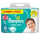 Pampers Baby-Dry Size 6, 62 Nappies, 13kg-18kg, Jumbo+ Pack 62 per pack