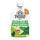 Piccolo Organic Pear, Apple & Spring Greens 4+ Months 100g