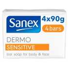 Sanex Sensitive Skin Bar Soap 4 x 90g