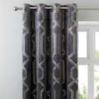 5A Fifth Avenue Bergen Charcoal Velour Eyelet Curtains