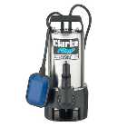 Clarke PSSV2A 1½" 900W 208Lpm 8m Head Stainless Steel Submersible Dirty Water Pump with Float Switch (230V)
