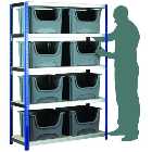 Barton Storage Eco-Rax Shelving Unit With 8 Space Bin Containers