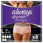 Always Discreet Underwear Boutique Incontinence Pants Plus Large 8 pack 8 per pack