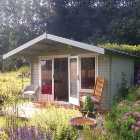 Shire 10 x 10 ft Gisburn Double Door Log Cabin with Overhang
