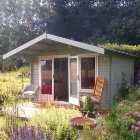 Shire 12 x 10 ft Large Gisburn Double Door Log Cabin with Overhang