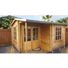 Shire 12 x 13 ft Ringwood Double Door Log Cabin with Covered Porch
