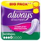 Always Discreet Incontinence Pads Normal For Sensitive Bladder 24 pack 24 per pack