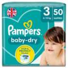 Pampers Baby-Dry Size 3, 50 Nappies, 6kg-10kg, Essential Pack 50 per pack