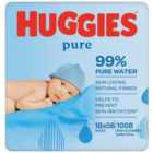 Huggies Pure 99% Water Baby Wipes, Jumbo+ Pack 18 x 56 per pack