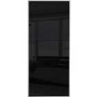 Spacepro Sliding Wardrobe Door Silver Framed Single Panel Black Glass