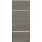 Spacepro Sliding Wardrobe Door Silver Framed Four Panel Cappuccino Glass