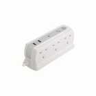 Masterplug 13A 6 Socket Back to Back White Extension Lead with USB - 1m
