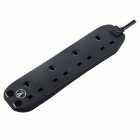Masterplug 13A 4 Socket Black Extension Lead with Surge Protection - 2m