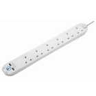 Masterplug 13A 6 Socket White Extension Lead With Surge Protection & USB - 2m