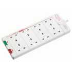 Masterplug 13A 8 Socket White Extension Lead With Surge Protection - 2m