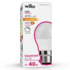 Wilko 1 pack Bayonet B22/BC LED 6W 470 Lumens Dimmable Coated Round Light Bulb