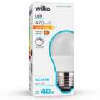Wilko 1 pack Screw E27/ES LED 6W 470 Lumens Dimmable Coated Round Light Bulb